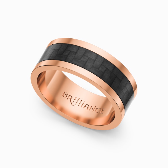 Black Rose - Carbon Fiber & Rose Gold Mens Band (8mm)