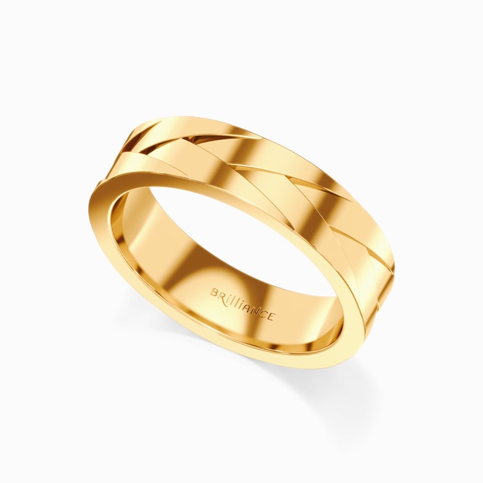 Braided Men's Wedding Ring in Yellow Gold (6 mm)