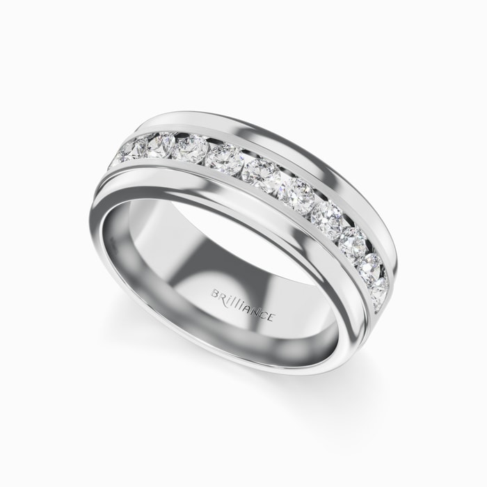 Channel Set Diamond Men's Wedding Ring in Platinum (8 mm)