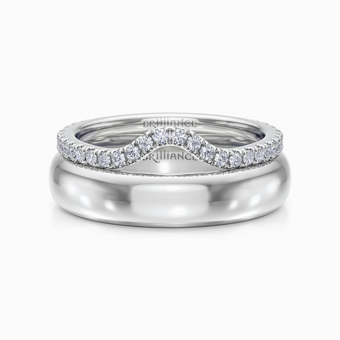 Classic Contour Wedding Ring Set in White Gold