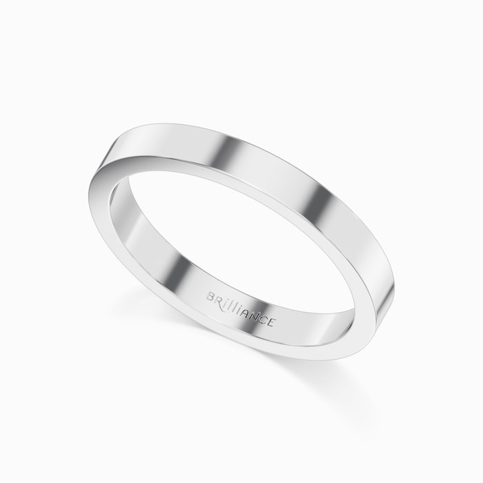 Flat Men's Wedding Ring in White Gold (3 mm)