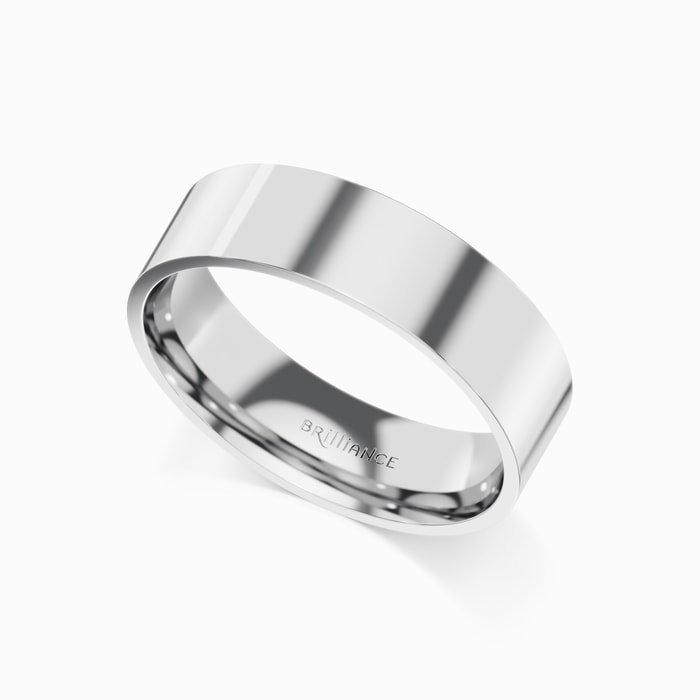 Flat Men's Wedding Ring in White Gold (6 mm)