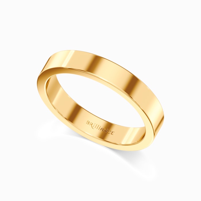 Flat Men's Wedding Ring in Yellow Gold (4 mm)