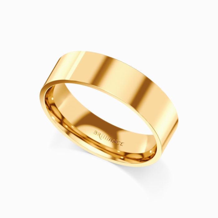 Flat Men's Wedding Ring in Yellow Gold (6 mm)