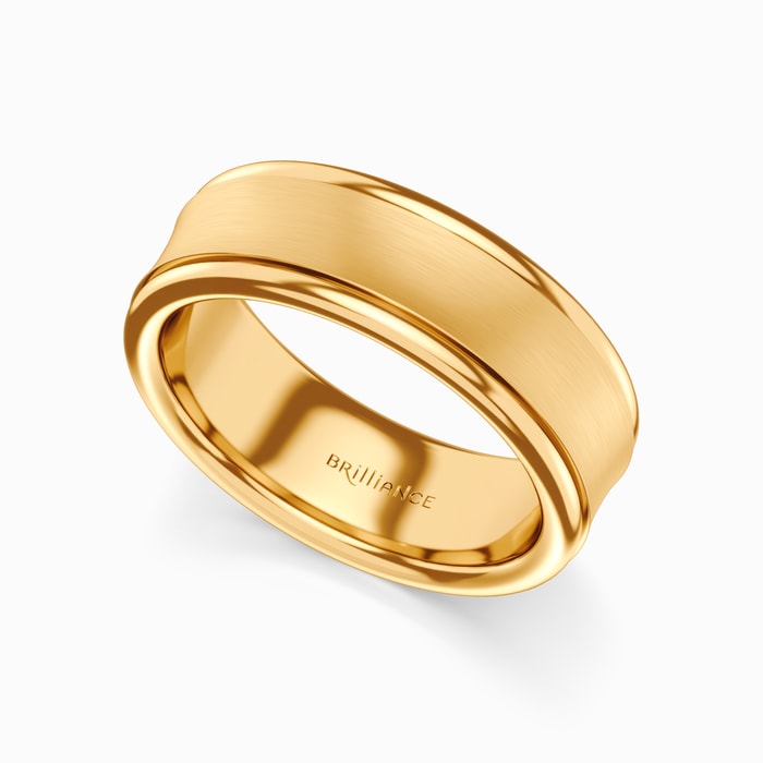 Concave Men's Wedding Ring in Yellow Gold (7.5 mm)