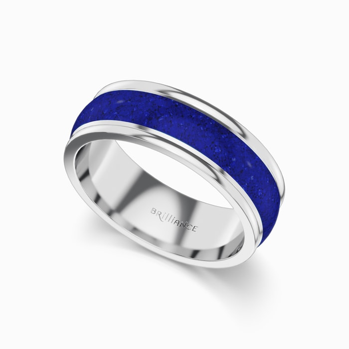 Deep Blue Sea - Men's Wedding Ring with Lapis Inlay in Cobalt