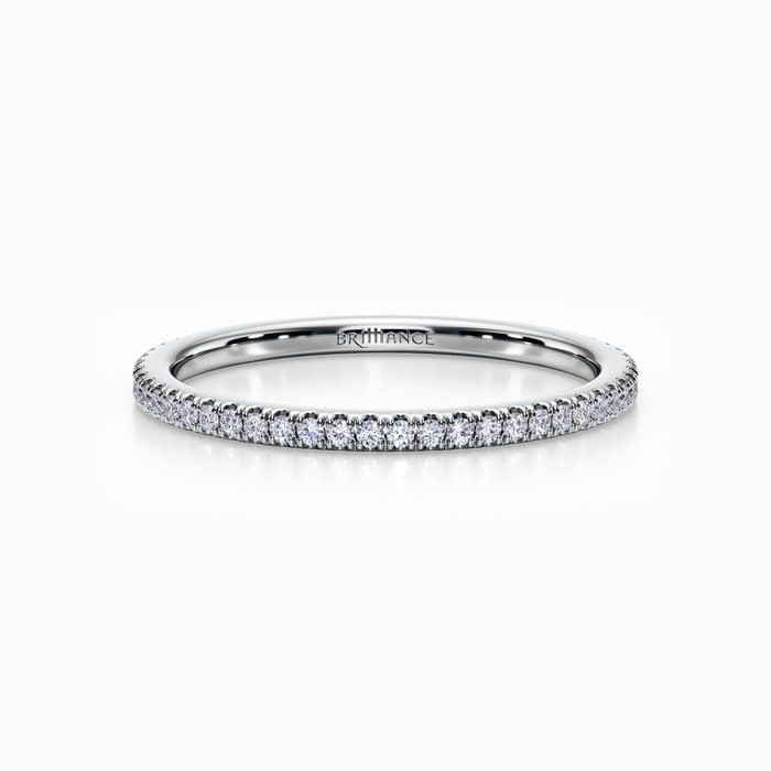 Elegant Thin Diamond Wedding Band in White Gold