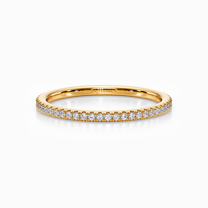 Elegant Thin Diamond Wedding Band in Yellow Gold