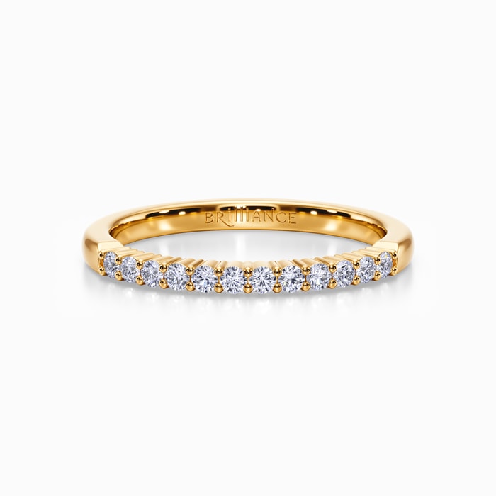 Delicate Shared Prong Diamond Wedding Ring In Yellow Gold