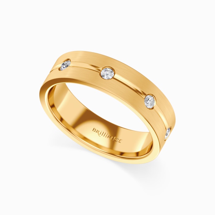 Men's Diamond Eternity Wedding Ring in Yellow Gold (6 mm)