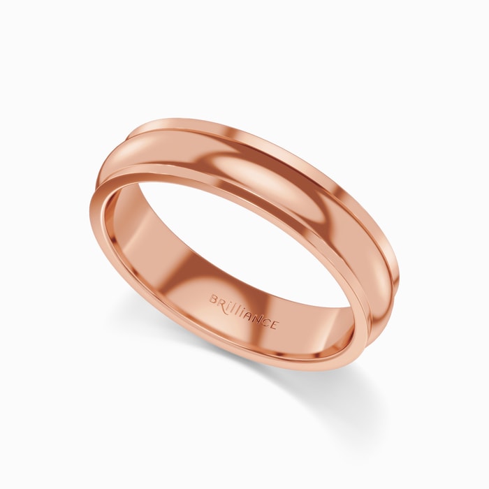 Domed Step Edge Men's Wedding Ring in Rose Gold (5 mm)