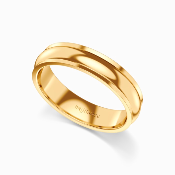 Domed Step Edge Men's Wedding Ring in Yellow Gold (5 mm)