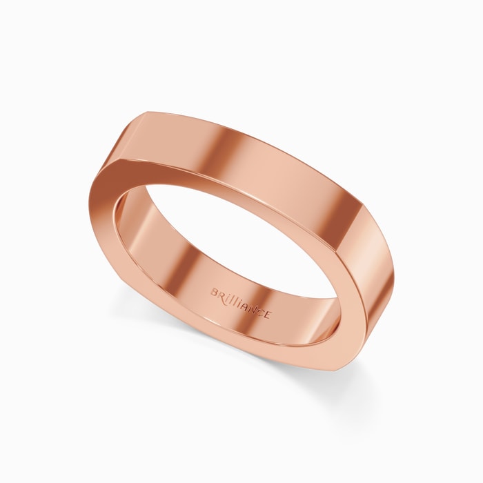Euro Square Men's Wedding Ring in Rose Gold (5 mm)