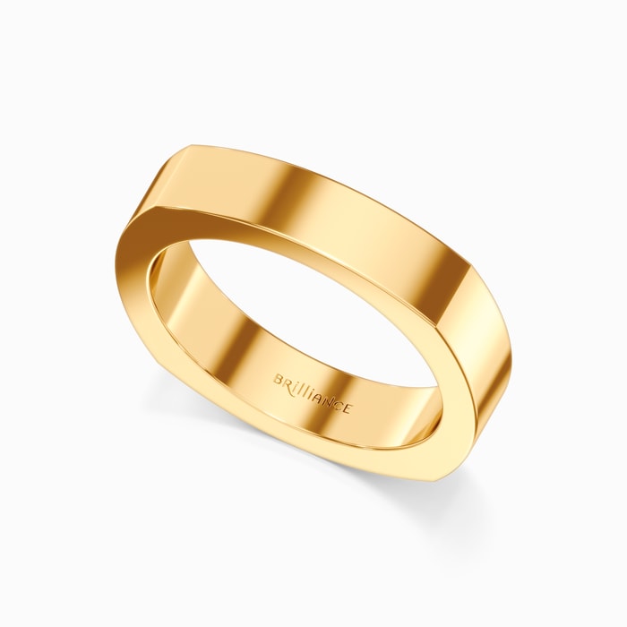 Euro Square Men's Wedding Ring in Yellow Gold (5 mm)