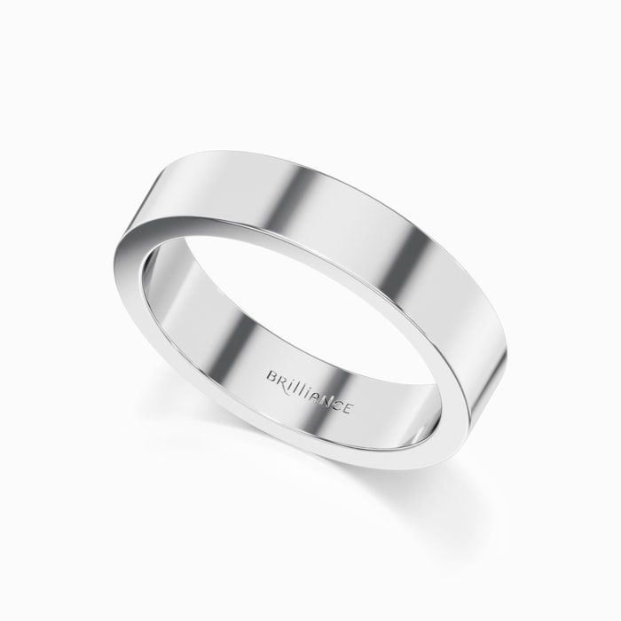 Flat Men's Wedding Ring in White Gold (5 mm)