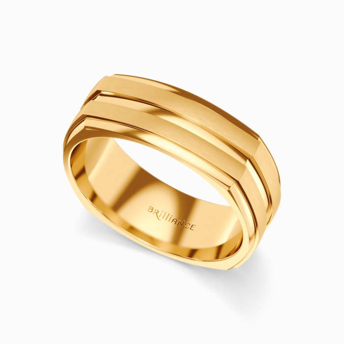 Four-Sided Satin Men's Wedding Ring in Yellow Gold (7.5 mm)