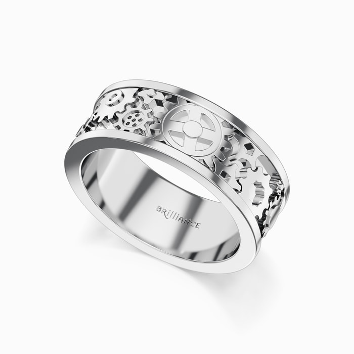 Gear Design Men's Wedding Ring in Platinum (8.5 mm)
