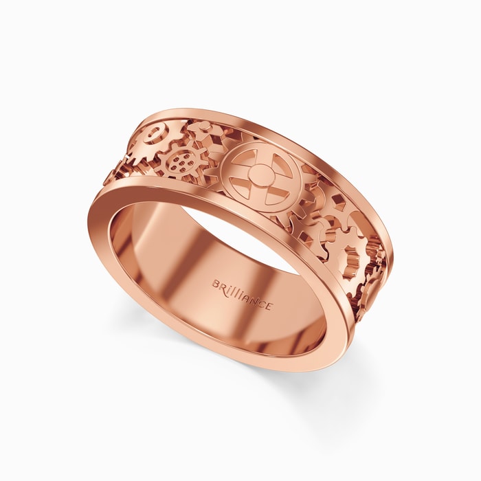 Gear Design Men's Wedding Ring in Rose Gold (8.5 mm)
