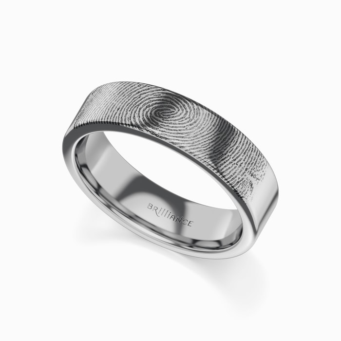 Gumshoe - Men's Wedding Ring with Fingerprint Engraving in Tungsten (6 mm)