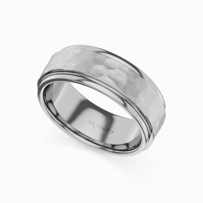 Hammered at Noon - Hammered Men's Wedding Ring in Titanium (8 mm)