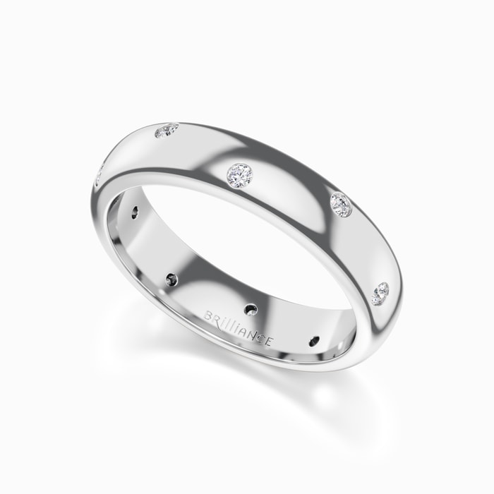 Men's Bezel Set Diamond Wedding Ring in White Gold (5 mm)