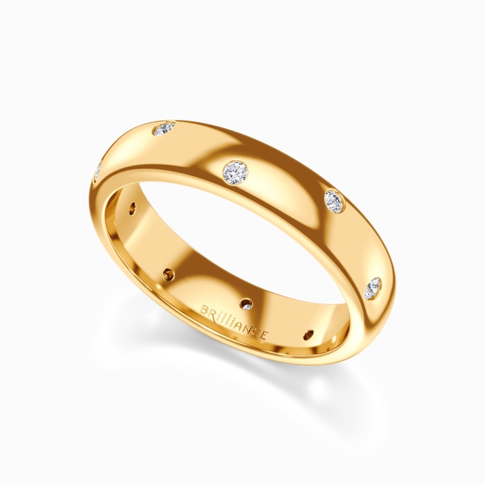 Men's Bezel Set Diamond Wedding Ring in Yellow Gold (5 mm)