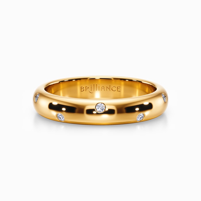 Inset Diamond Wedding Ring in Yellow Gold (4 mm)