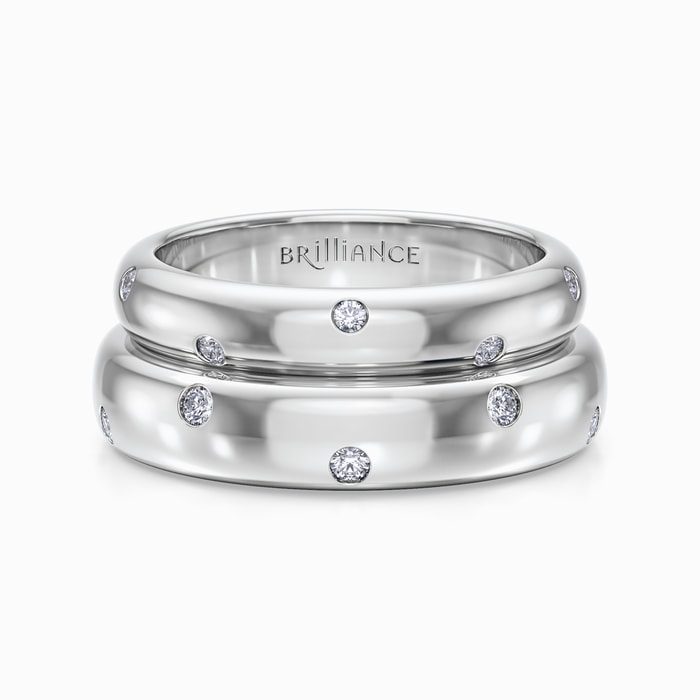Inset Wedding Ring Set in White Gold
