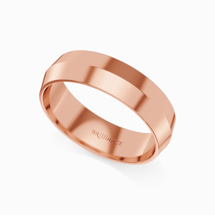 Knife Edge Men's Wedding Ring in Rose Gold (6 mm)