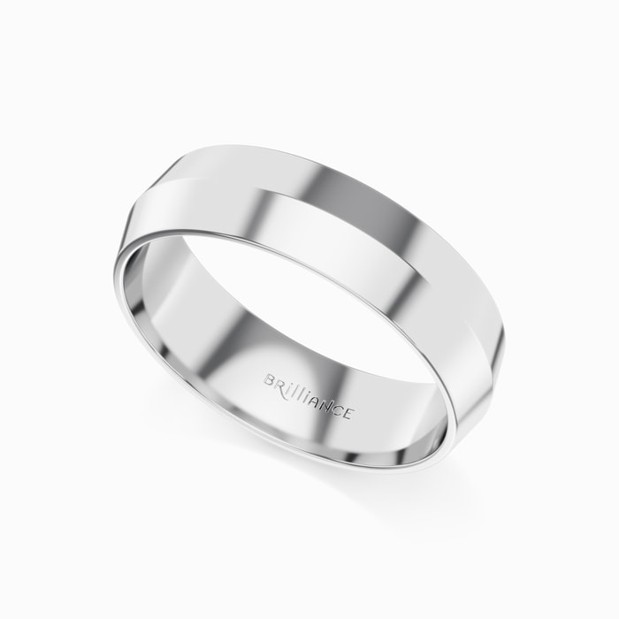 Knife Edge Men's Wedding Ring in White Gold (6 mm)