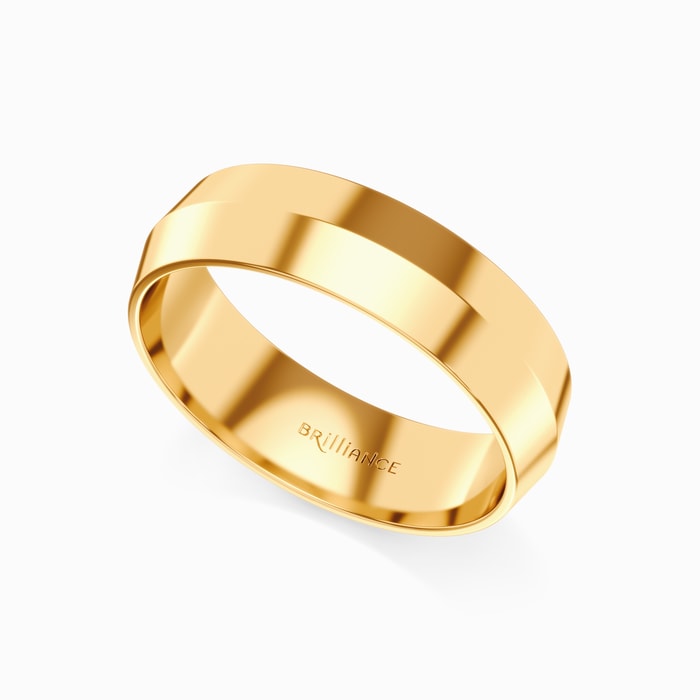 Knife Edge Men's Wedding Ring in Yellow Gold (6 mm)