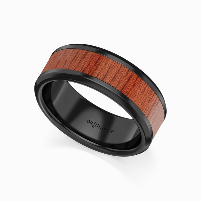 Low Tide - Men's Wedding Ring with Hawaiian Wood Inlay in Ceramic