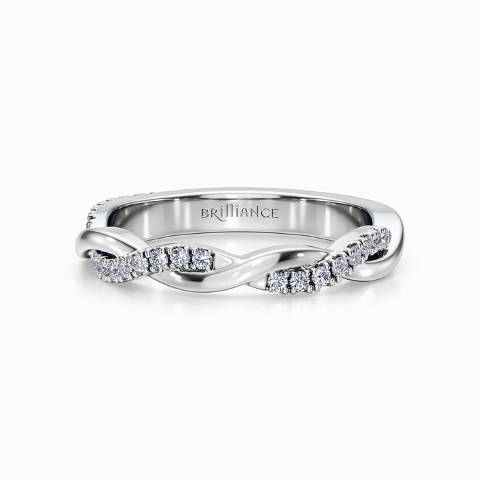 Luxe Twisted Diamond Wedding Ring in White Gold