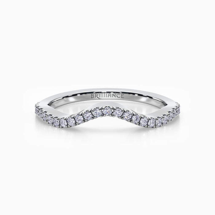 Matching Cross Split Raised Diamond Wedding Ring in White Gold