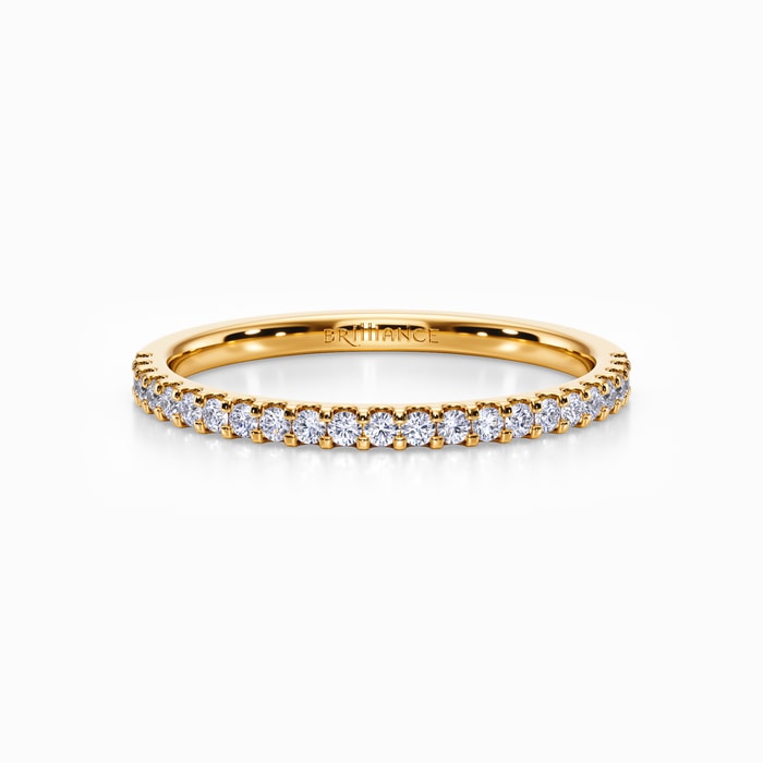 Matching Halo Pave Diamond Wedding Ring in Yellow Gold
