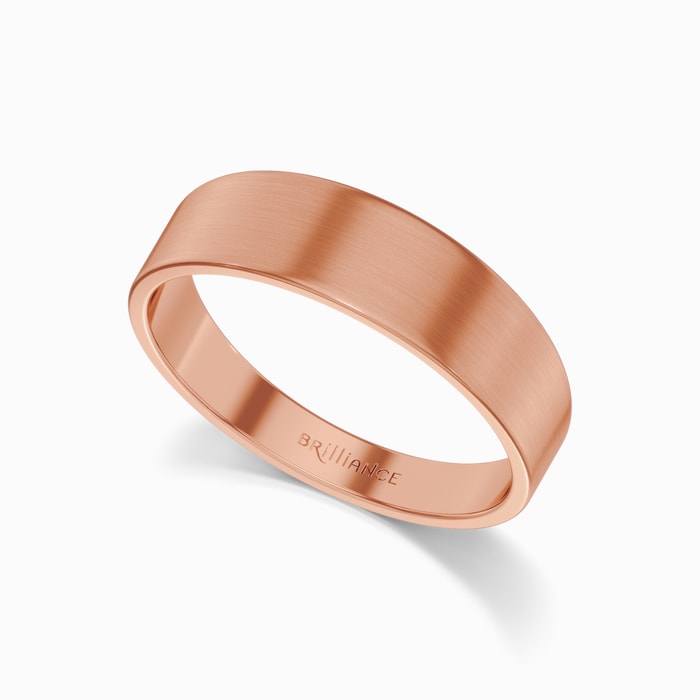 Men's Flat Tapered Wedding Ring with Satin Finish in Rose Gold 