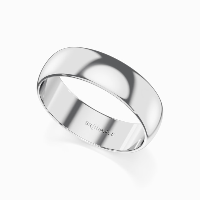 Mid-Weight Men's Wedding Ring in White Gold (6 mm)