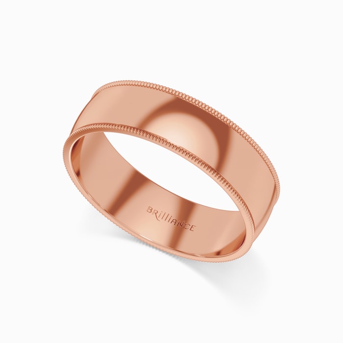 Men's Milgrain Wedding Ring in Rose Gold (6 mm)
