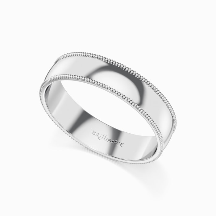 Men's Milgrain Wedding Ring in White Gold (5 mm)