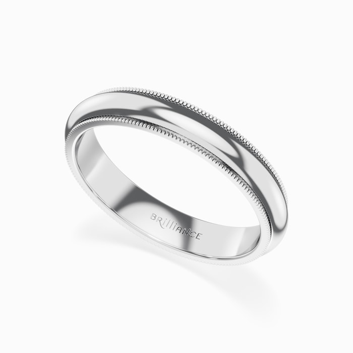 Men's Milgrain Wedding Ring in White Gold (4 mm)