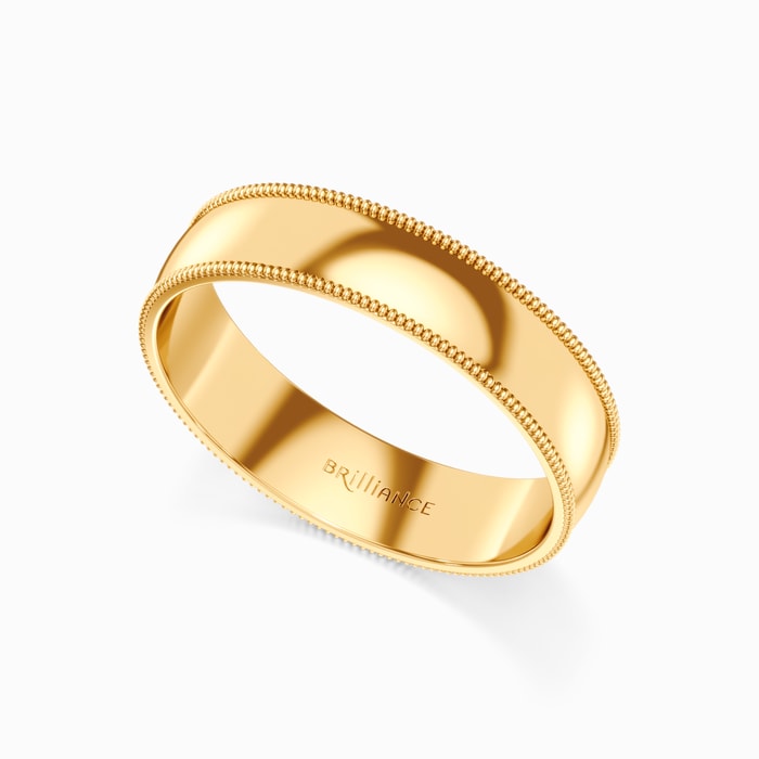 Men's Milgrain Wedding Ring in Yellow Gold (5 mm)