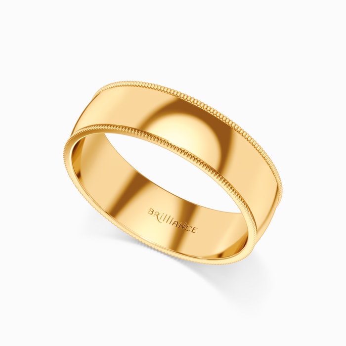 Men's Milgrain Wedding Ring in Yellow Gold (6 mm)