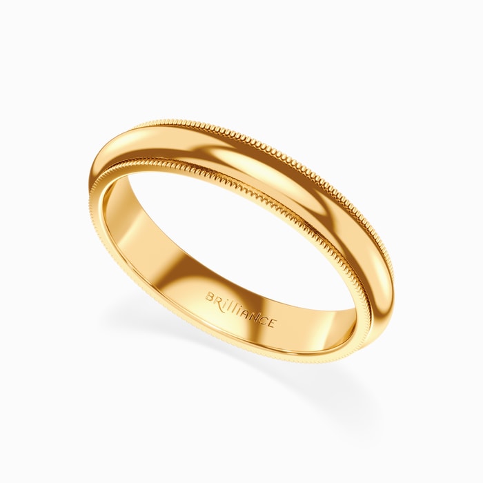 Men's Milgrain Wedding Ring in Yellow Gold (4 mm)