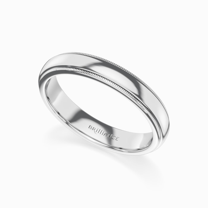 Milgrain Comfort-Fit Men's Wedding Band in White Gold (4 mm)