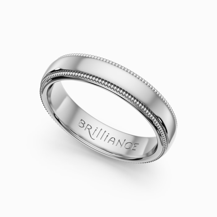 Milgrain Men's Wedding Ring in White Gold (5 mm)