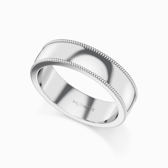 Milgrain Comfort-Fit Men's Wedding Band in White Gold (6 mm)