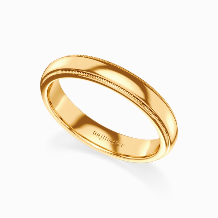 Milgrain Comfort-Fit Men's Wedding Band in Yellow Gold (4 mm)