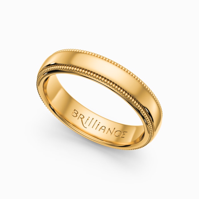 Milgrain Men's Wedding Ring in Yellow Gold (5 mm)