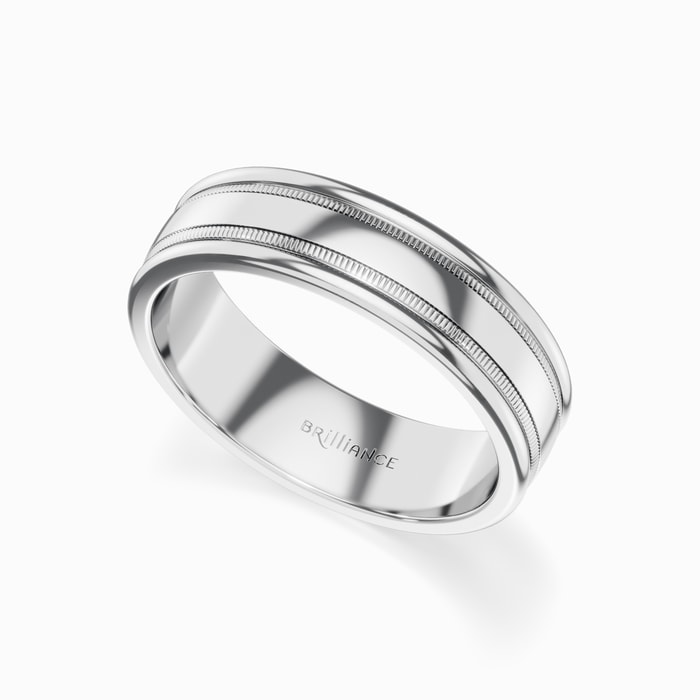 Milgrain Men's Wedding Ring in White Gold (6 mm)