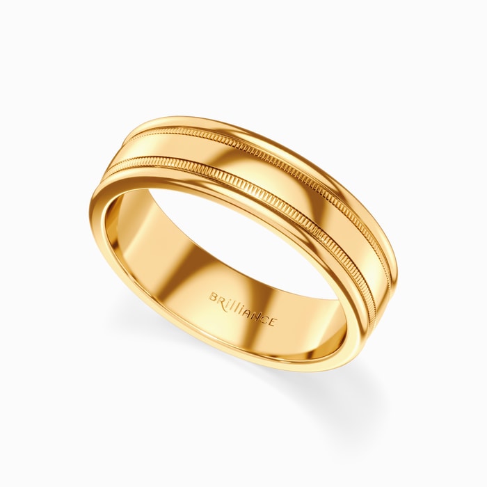 Milgrain Men's Wedding Ring in Yellow Gold (6 mm)